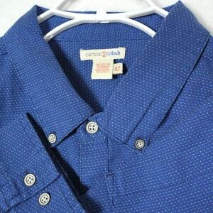 Carbon 2 Cobalt Polka Dots Shirt Men's‎ XLT Tall Blue Long Sleeve Button Down